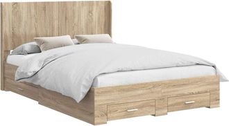 vidaXL Estructura De Cama Con Almacenamiento Y Cabecero Roble Sonoma Vidaxl