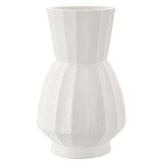 Dmora Darehamo Vase, Rillenstruktur, Durchmesser 16 Cm, Wei&szlig;