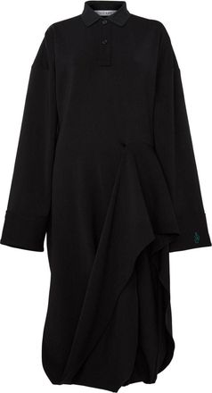 J.W.Anderson sculptural midi polo dress - women - Polyester/Elastane/Wool - 10 - Black