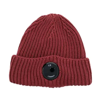 C.P. Company Beanies, male, Red, Size: ONE SIZE Ribbed Beanie