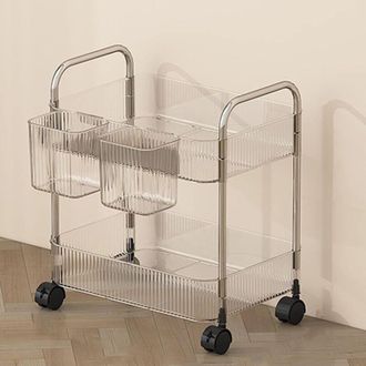 OEM Organizador De Almacenamiento De Acr&iacute;lico Transparente, Carrito De Cosm&eacute;ticos, Organizador De Ba&ntilde;o, Mesita De Noche, 2 Niveles -crezuo