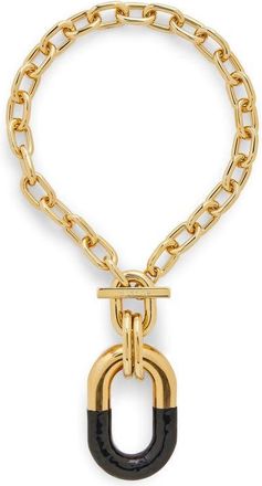Paco Rabanne 2-Tone XL Link Necklace in Black /Light Gold at Nordstrom
