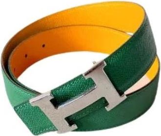 Herm&egrave;s Pre-owned Loop H Belt - Dames - Vintage Accessoires - Groen - ONE Size - Leer - Vintage