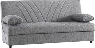 Dmora Divano letto 3 posti Apicella, Divano contenitore 2 cuscini inclusi, Sofà da soggiorno in tessuto con apertura click-clack, 181x81h88 cm, Grigio