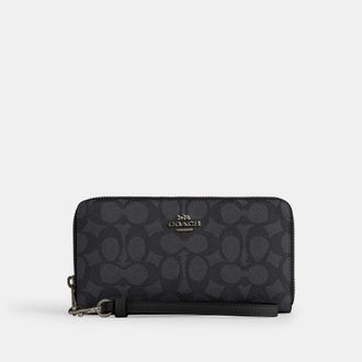 Coach Long Zip Around Wallet In Signature Canvas