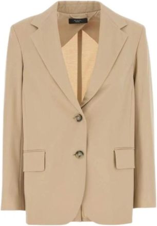 Max Mara Straight Line Blazer in Sand Jersey - Dames - Blazers - Beige - L - Jassen