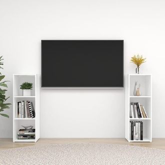 vidaXL Vidaxl - Muebles De Sal&oacute;n 2 Piezas Madera Ingenier&iacute;a Blanco 107x35x37 Cm