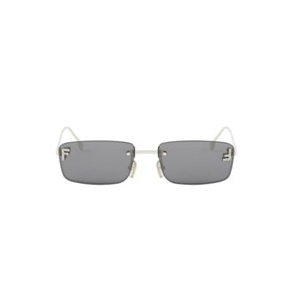 Fendi Sunglasses, unisex, Yellow, Size: 54 MM Rectangular Metal Frame Sunglasses with Rhinestone F Detail