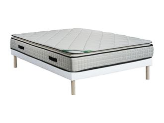 VENTE-UNIQUE.COM Colch&oacute;n con somier tapizado tela blanco