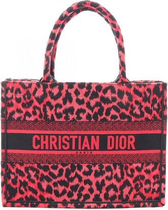 Dior Black Red Color Canvas Handbag Tote Bag (Pre-Owned)
