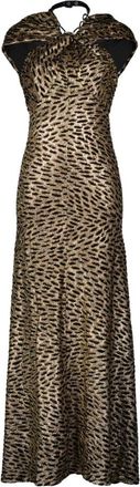 Paco Rabanne Maxi-jurk met luipaardprint - Dames - Maxi kleedjes - Bruin - M - Polyester - Kleedjes