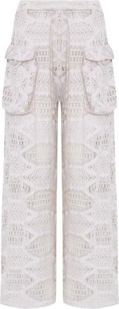 Amir Slama x Jade Picon pocket crochet palazzo pants - White
