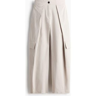 H&M Wrap-detail Cargo Trousers in Light Beige at Nordstrom, Size 14