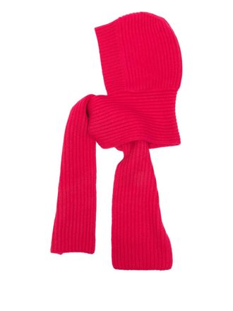 Liska Geribbelde sjaal met capuchon - Rood