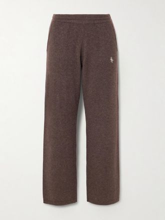Sporty & Rich Pantaloni In Misto Cashmere E Lana Con Logo Ricamato Src - Marrone