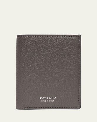Tom Ford Mens Grained Leather T Line Bifold Card Holder