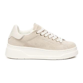 Crime London Sneakers, female, Beige, 7 UK, Sand Suede Trainers with Platinum Details