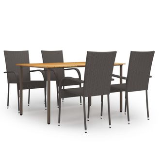 vidaXL Set De Muebles De Comedor De Jard&iacute;n 5 Piezas De Rat&aacute;n Marr&oacute;n Vidaxl