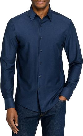 Brooklyn Brigade Solid Mapleton Luxe Cross Dyed Long Sleeve Shirt in Navy at Nordstrom, Size Xx-Large
