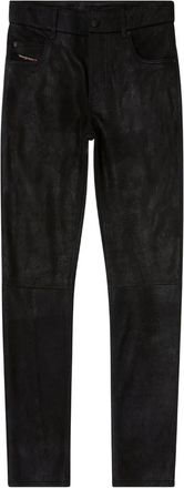 Diesel five-pocket leather trousers - Black