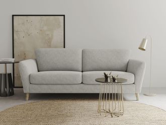 HOME AFFAIRE 3-Sitzer »MARSEILLE 3er Sofa 206 cm, Cord, Flachgewebe, Struktur, Webstoff« Massivholzbeine Eiche, Landhausstil, Wellenunterfederung