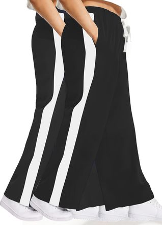 Generic Womens Wide Leg Yoga Pants with Pockets - Loose Fit Joggers with Stripe, Drawstring High Waist Sweatpants for Gym, Lounge, Travel (UK, Alpha, 5XL, Plu