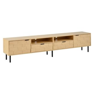 Urban Meuble Mueble tv efecto madera, frente 3d, 2 puertas, 2 nichos y 2 cajones