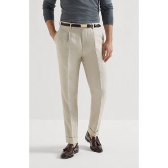 Brunello Cucinelli Trousers with pleats in Sand at Nordstrom, Size 52 It
