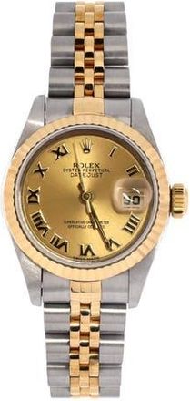 Rolex Oyster Perpetual Datejust Automatic Watch Stainless Steel and Yellow Gold 26 in Metallic Silver at Nordstrom