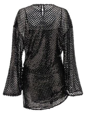 The Attico Sequin Mesh Dress - Black