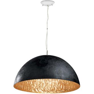 Faro Barcelona Faro Magma-p - Colgante De Techo De 3 Luces Con Domo Negro, Dorado, E27