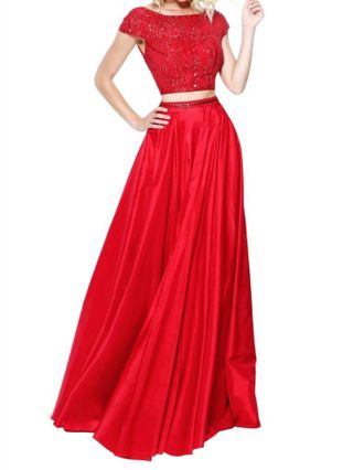 Sherri Hill Two-Piece Set Prom Dress In Red