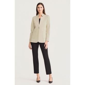 Misook Tailored LuxeStretch Ponte Single Button Blazer in Black/white at Nordstrom, Size Xx-Large