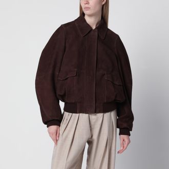 Loewe Dark brown suede bomber jacket