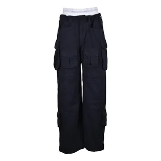 Alexander Wang Cargo Trousers - female - Alexander Wang - Wide Trousers - Blue - W27 - Trousers