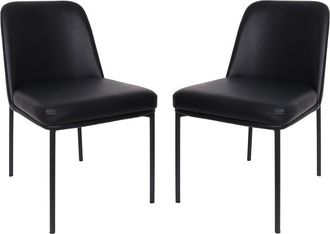 Manhattan Comfort Set Of 2 Loft Metal Vegan Leather Side Chairs