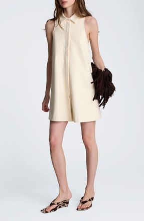 Kenneth Cole Sleeveless Faux Leather Trapeze Minidress in Natural White at Nordstrom, Size 12