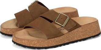 Birkenstock Papillio by Birkenstock Almina Platform Sandal - Nubuck Womens Shoes Dark Tea : EU 41 (US Womens 10-10.5) Narrow, Leather