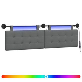 vidaXL Cabecero Colgante Con Luz Led Gris Oscuro Tela Vidaxl