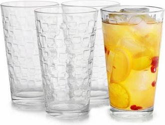 Gibson Home Great Foundations 4-Piece 16 oz. Tumbler Set, Square Pattern in Clear at Nordstrom