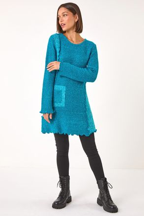 Roman Textured Pocket Detail Longline Jumper