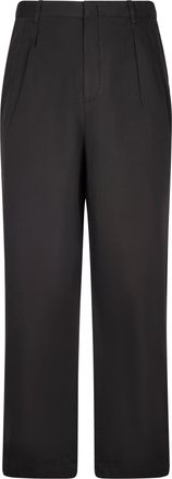 Cellar Door Straight-Leg Trousers with Mid-Rise Waist and Pleated Front