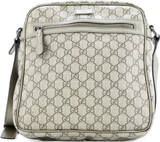 Gucci Front Zip Messenger GG Coated Canvas Medium crossbody bag - Grijs