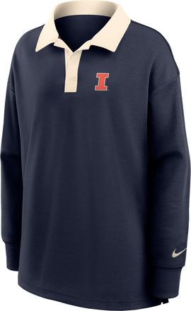 Nike Womens College (Illinois) Long-Sleeve Polo in Blue | ZW050EE871ILNI-NVN