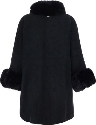 Twinset Faux Fur-Trimmed Coat - Black
