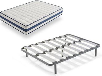 HOGAR 24 Tz40 - Colch&oacute;n Viscoel&aacute;stico + Somier Edra, Medida 90x190 Cm, Nucleo Alta Densidad Transpirable, Lado Verano-invierno Con Tejido 3d, Altura 22 Cm