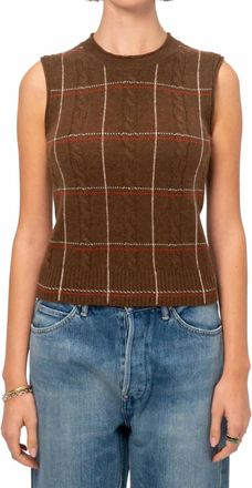 Guest In Residence Check Sleeveless Vest In Chesnut Combo