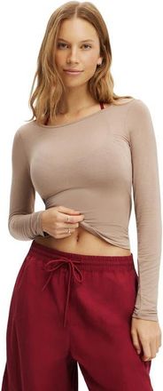 Cotton On Womens Active Sheer Boat Neck Longsleeve in Latte at Nordstrom, Size X-Small