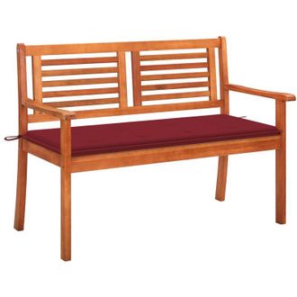 vidaXL Vidaxl - Banco De Jard&iacute;n 2 Plazas Madera Maciza Eucalipto Y Coj&iacute;n 120 Cm