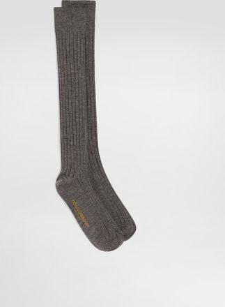 Dolce & Gabbana Ribbed Socks - Woman Socks And Tights Gray M